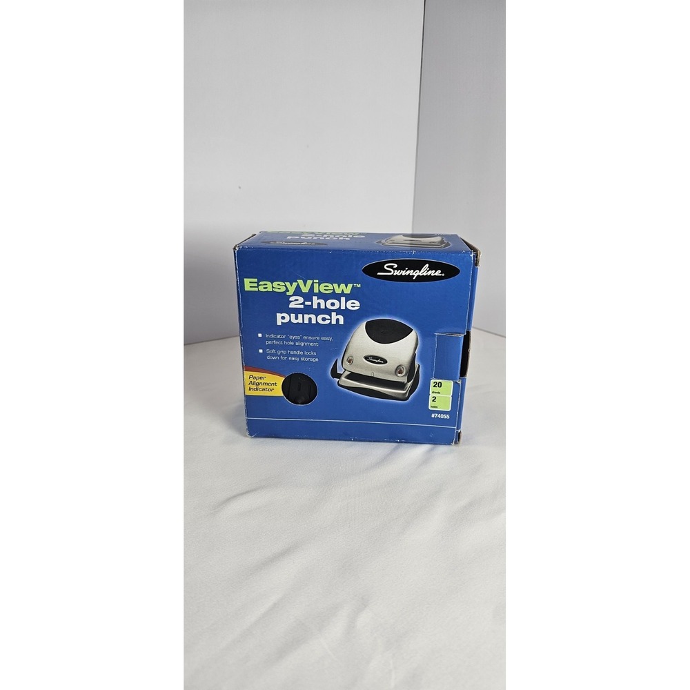 Swingline Easy View 2-Hole Punch 20 Sheets Green/Red‎ Light Alignment Indicator